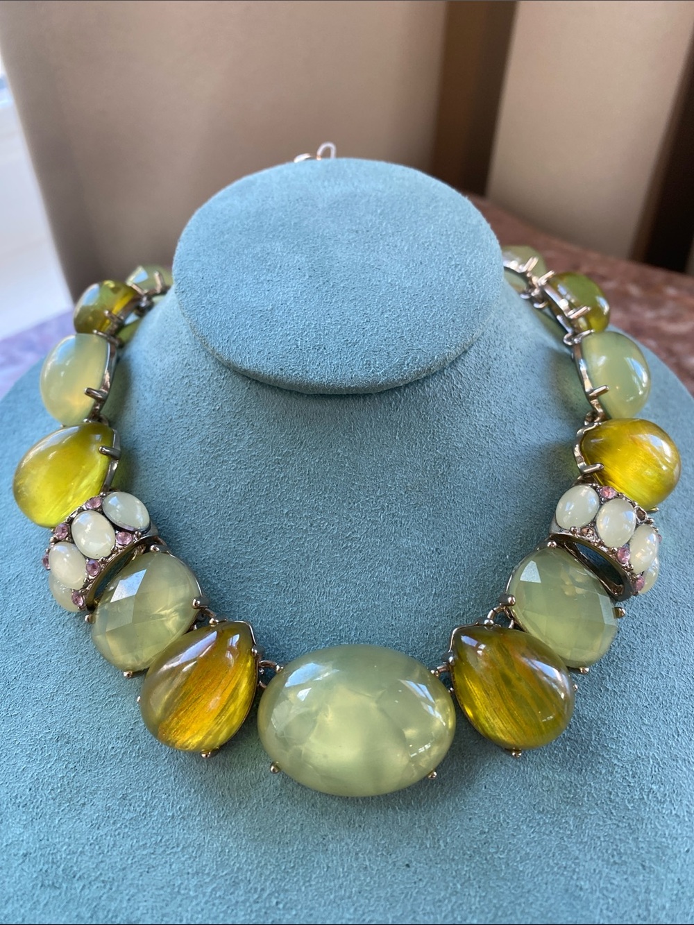 Dana Buckman Green and Amber toned Statement Necklace - Designer Style